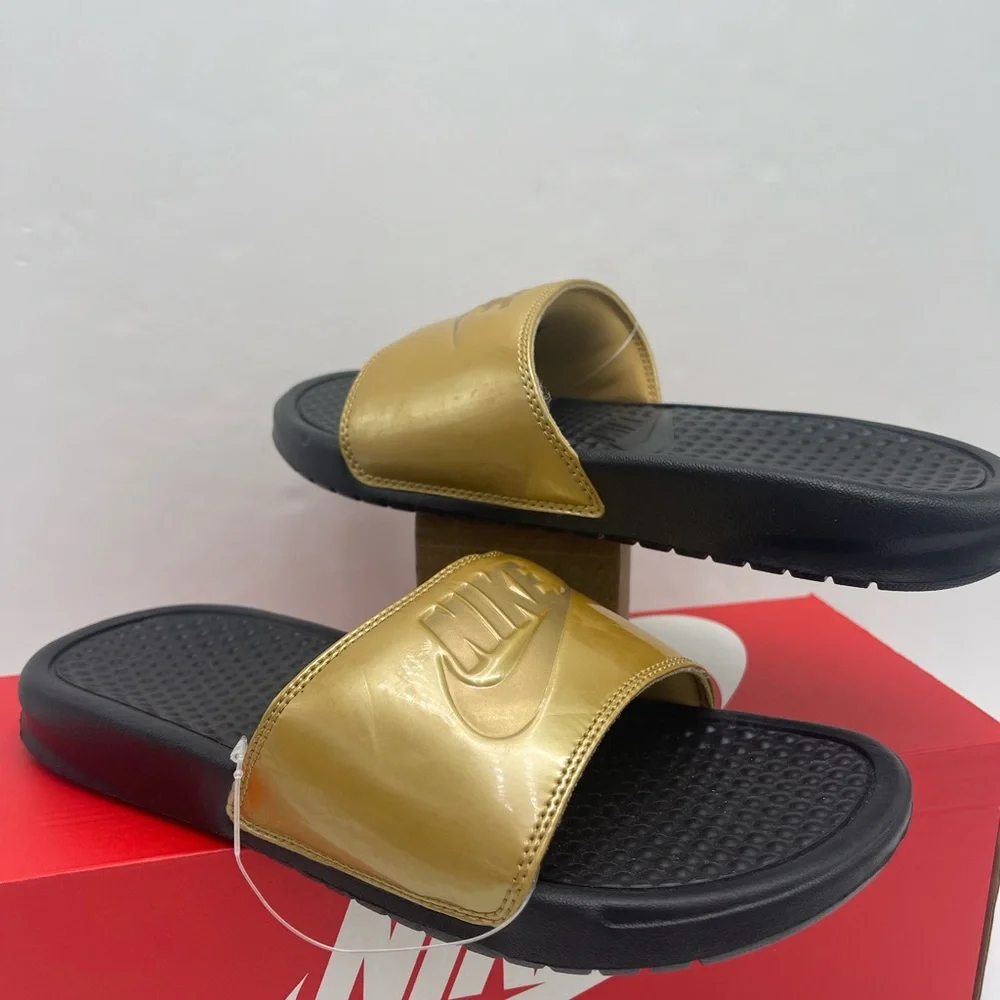 Nike WMNS Black and Gold Slide Sandals - Picture 8 of 16
